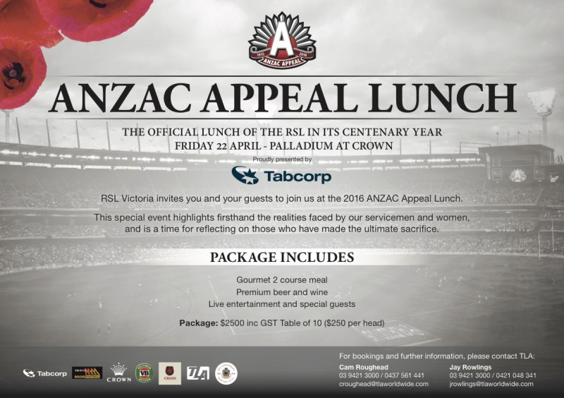 2016 ANZAC Appeal Lunch